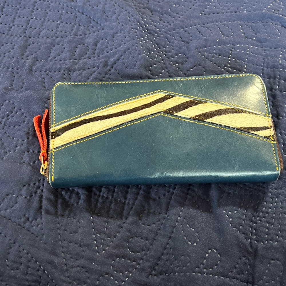 Colorful Floral Wallet with Red Zipper